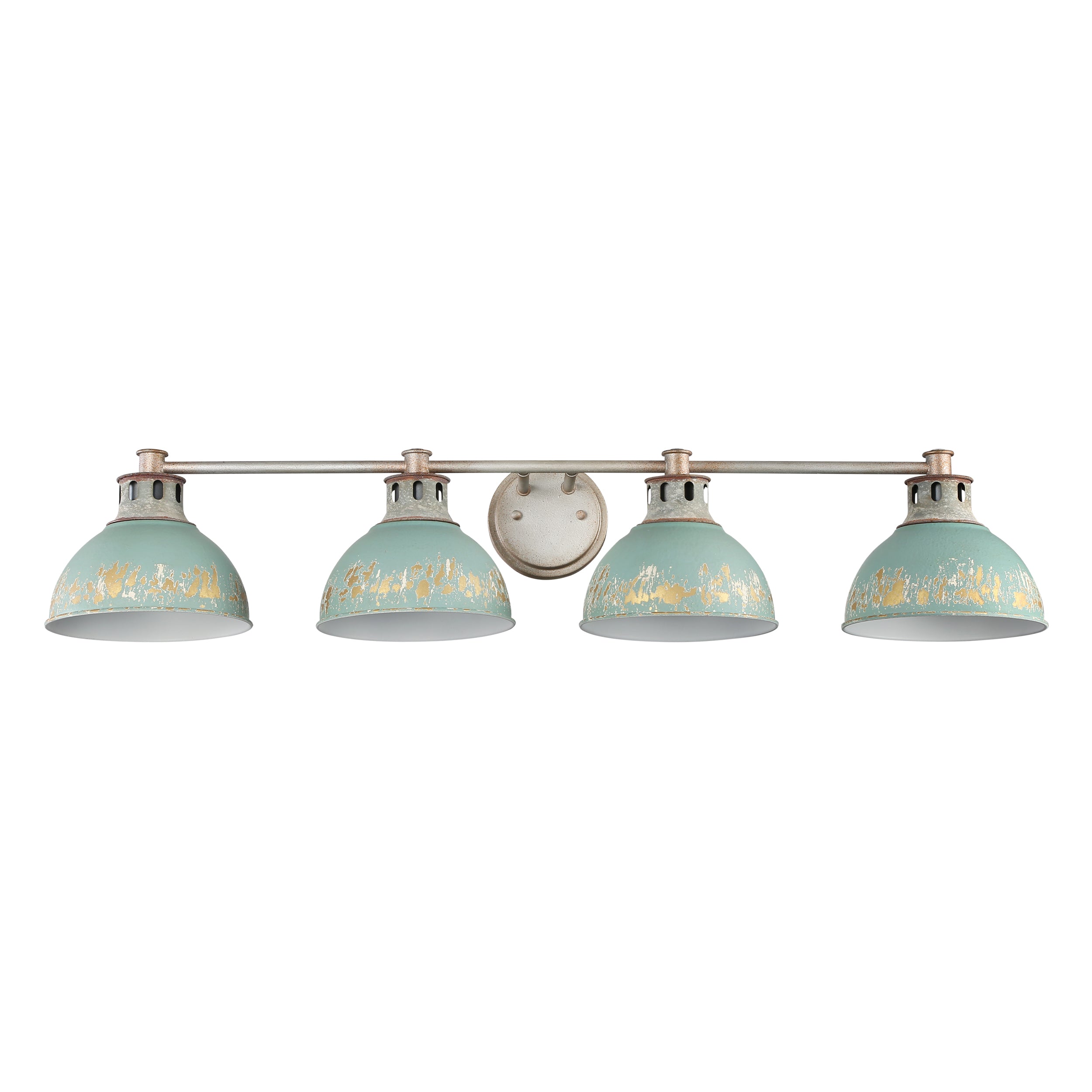 Kinsley 4-Light Vanity Light in Aged Galvanized Steel with Antique Teal - Default Title - Golden Lighting