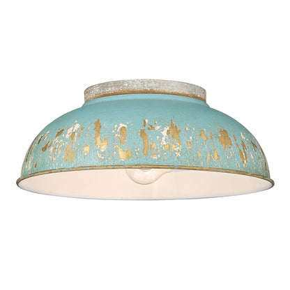 Golden Lighting Kinsley 2-light Flush Mount in Antique Teal shade