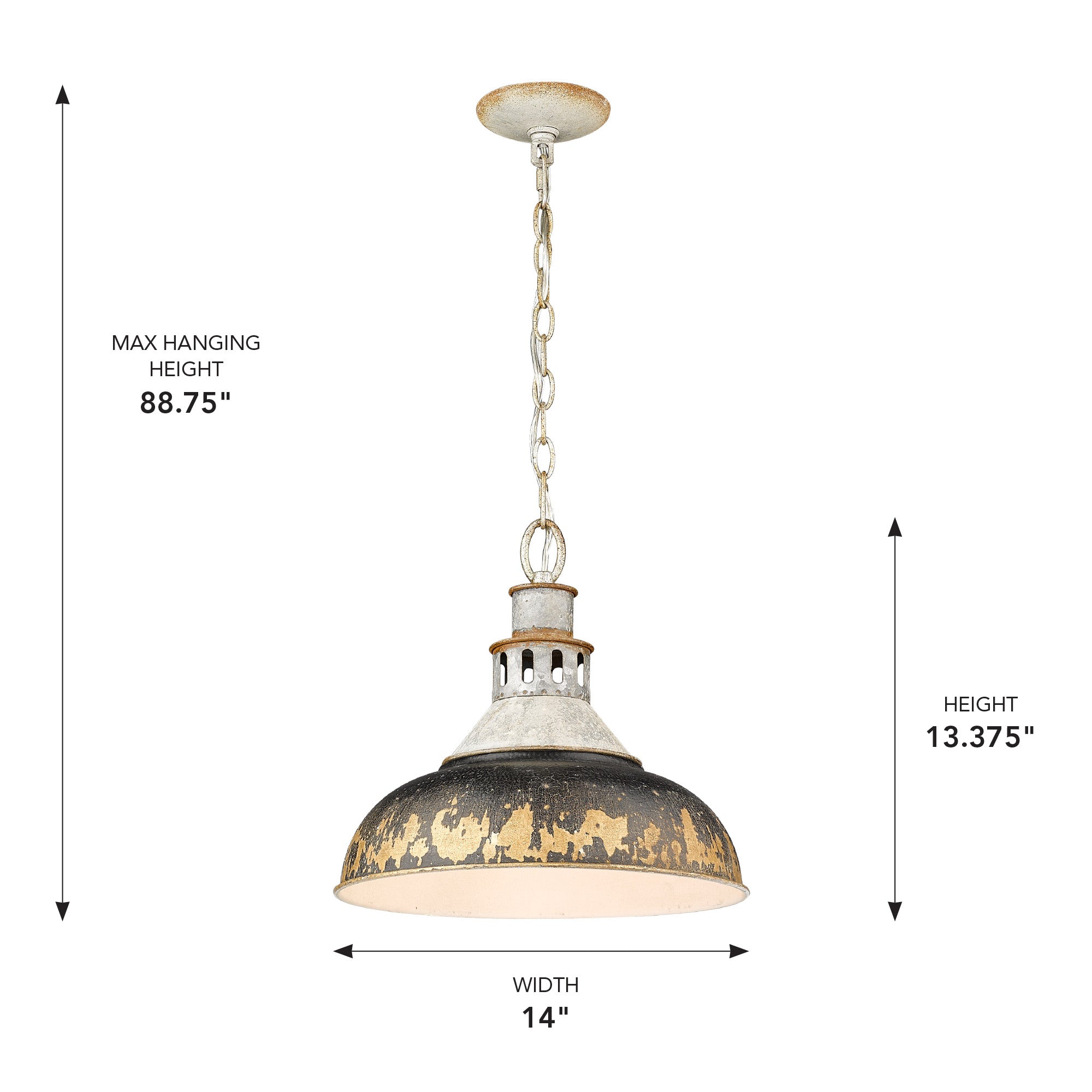 Golden Lighting Kinsley 1-light Pendant in Antique Black Iron shade - - Golden Lighting