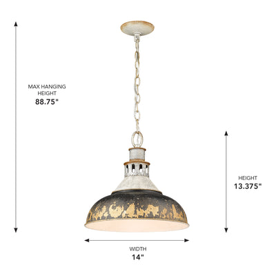Golden Lighting Kinsley 1-light Pendant in Antique Black Iron shade - - Golden Lighting