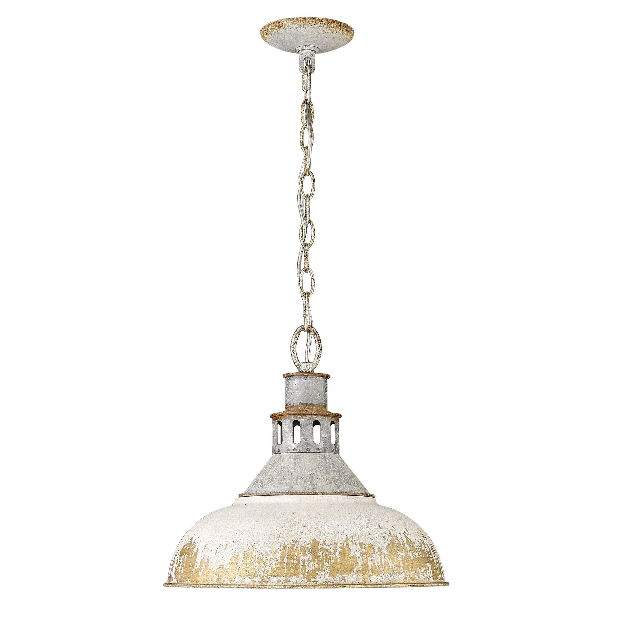 Golden Lighting Kinsley 1-light Pendant in Antique Ivory shade - - Golden Lighting