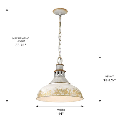 Golden Lighting Kinsley 1-light Pendant in Antique Ivory shade - - Golden Lighting
