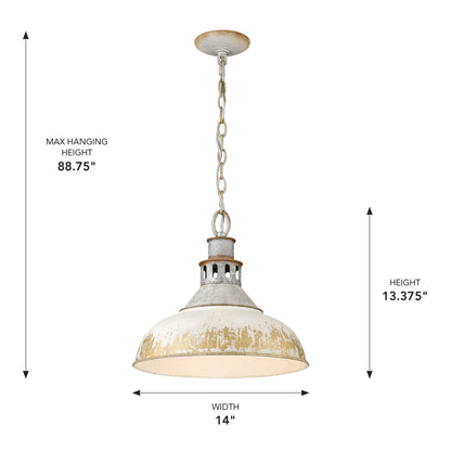 Golden Lighting Kinsley 1-light Pendant in Antique Ivory shade - - Golden Lighting