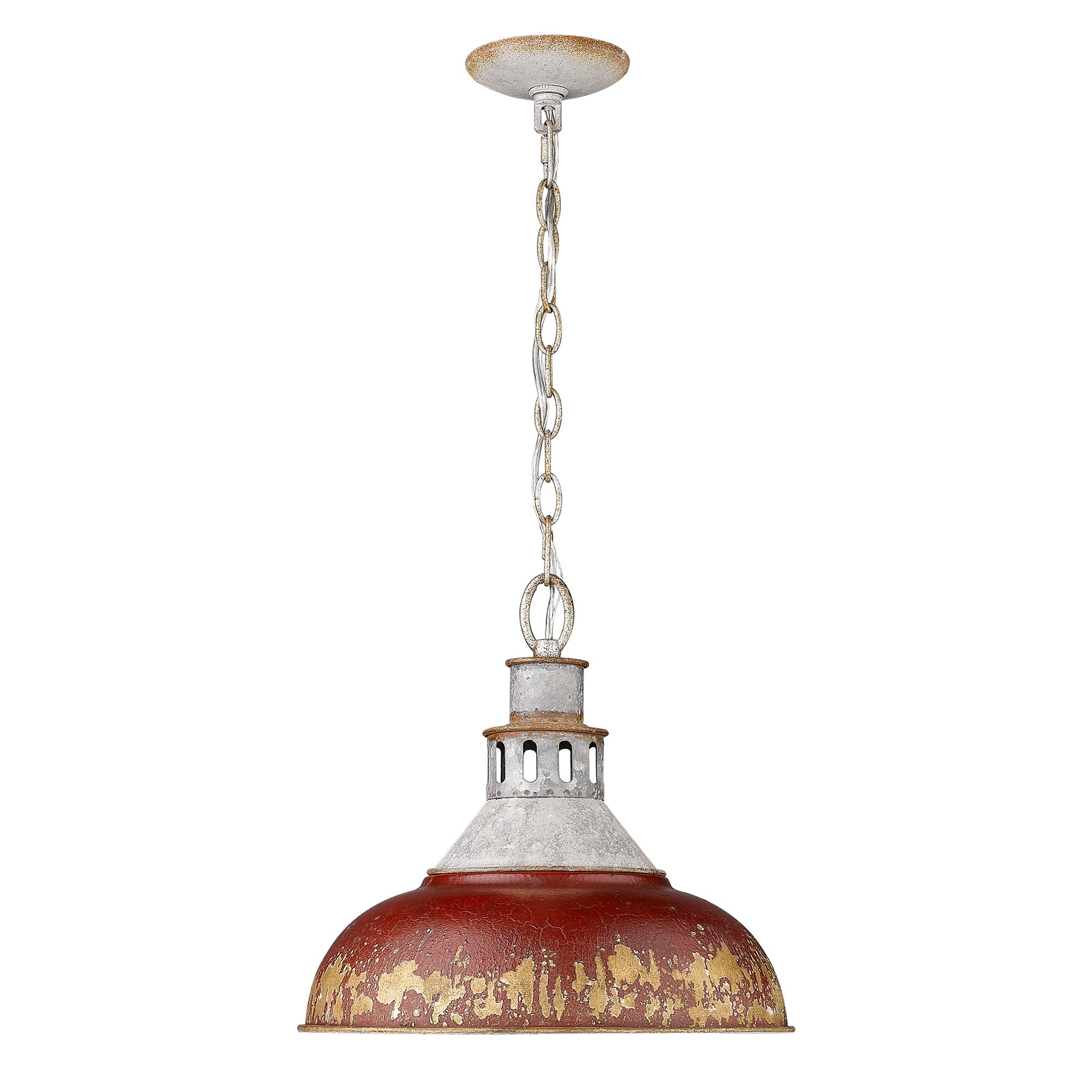 Golden Lighting Kinsley 1-light Pendant in Antique Red shade - - Golden Lighting