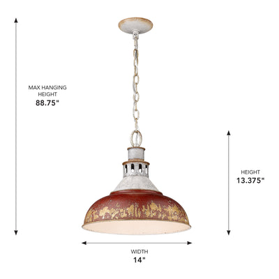 Golden Lighting Kinsley 1-light Pendant in Antique Red shade - - Golden Lighting