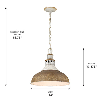 Golden Lighting Kinsley 1-light Pendant in Antique Rust shade - - Golden Lighting