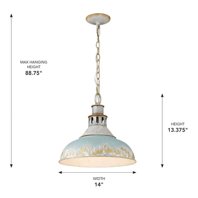 Golden Lighting Kinsley 1-light Pendant in Antique Teal shade - - Golden Lighting