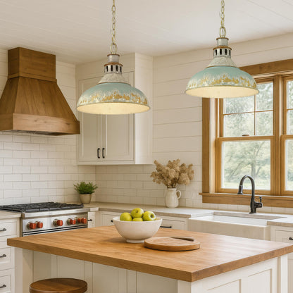 Golden Lighting Kinsley 1-light Pendant in Antique Teal shade - - Golden Lighting