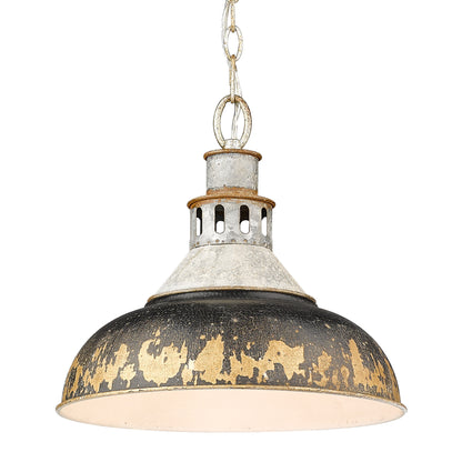 Kinsley Large Pendant in Aged Galvanized Steel - - Golden Lighting