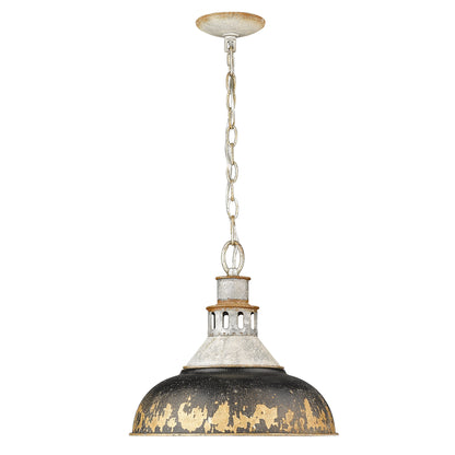 Kinsley Large Pendant in Aged Galvanized Steel - Aged Galvanized Steel / Antique Black Iron / Black - Golden Lighting