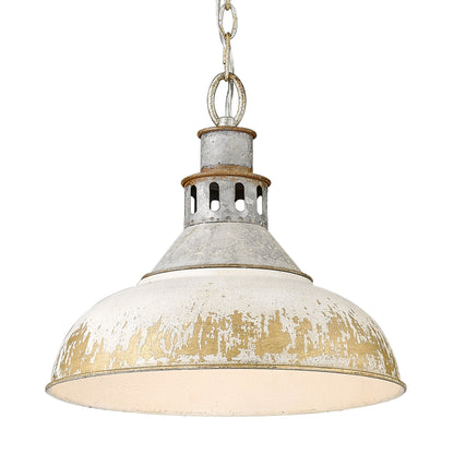 Kinsley Large Pendant in Aged Galvanized Steel - - Golden Lighting