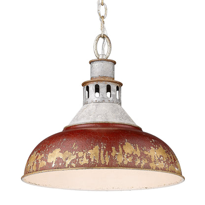 Kinsley Large Pendant in Aged Galvanized Steel - - Golden Lighting