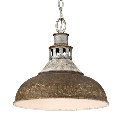 Kinsley Large Pendant in Aged Galvanized Steel - - Golden Lighting