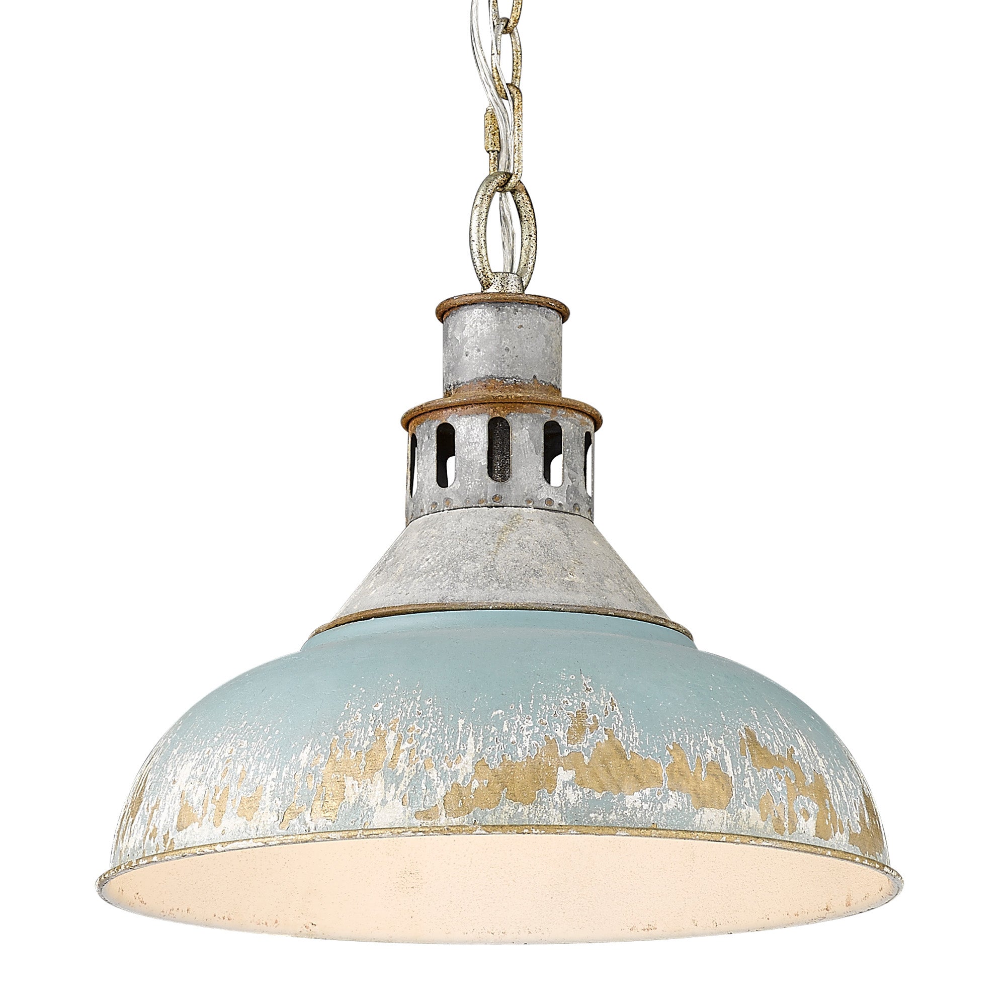 Kinsley Large Pendant in Aged Galvanized Steel - - Golden Lighting