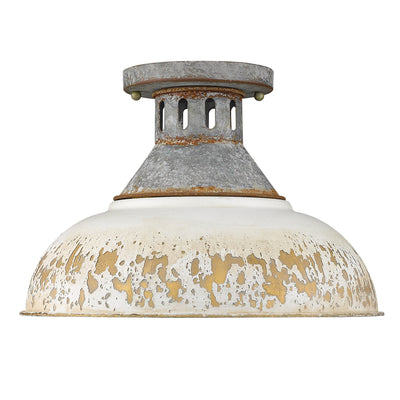 Golden Lighting Kinsley 1-light Semi-Flush Mount in Antique Ivory shade - - Golden Lighting