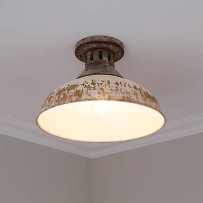 Golden Lighting Kinsley 1-light Semi-Flush Mount in Antique Ivory shade - - Golden Lighting