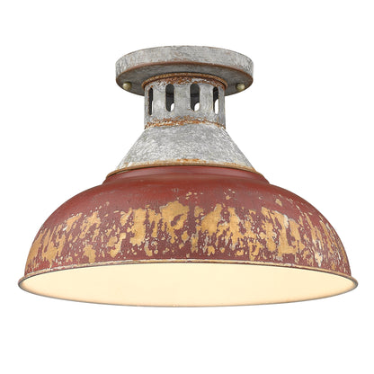 Golden Lighting Kinsley 1-light Semi-Flush Mount in Antique Red shade - Default Title - Golden Lighting