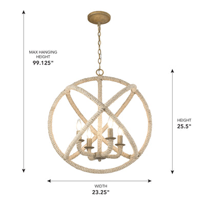 Marina 4-light Chandelier in Burnished Chestnut