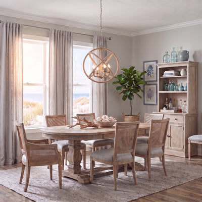 Marina 4-light Chandelier in Burnished Chestnut, AI-visualized dining room scene - Golden Lighting