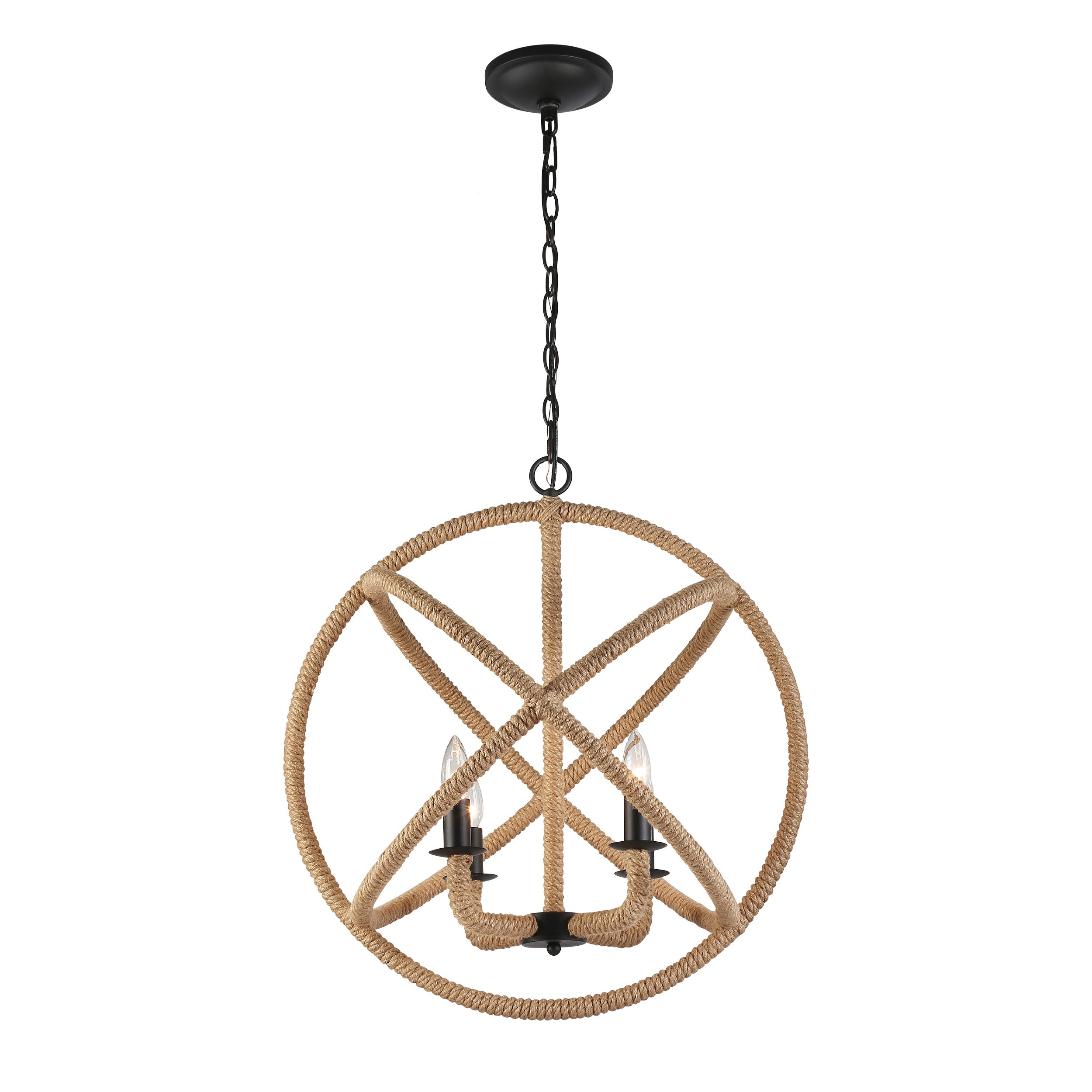 Marina 4-Light Chandelier in Natural Black - - Golden Lighting