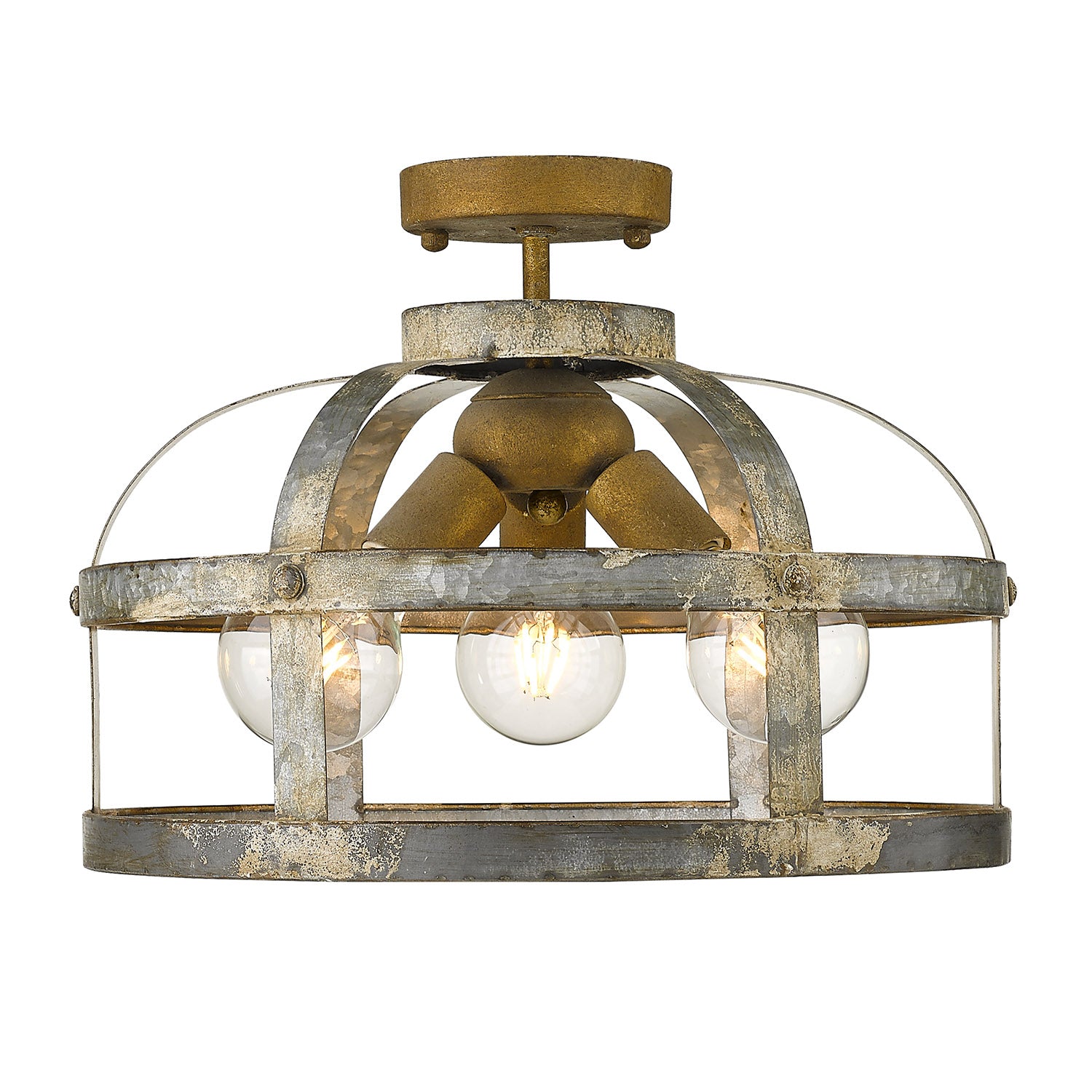 Bavaria Semi-Flush in Colonial Steel - Colonial Steel / Galvanized Steel / Gray - Golden Lighting