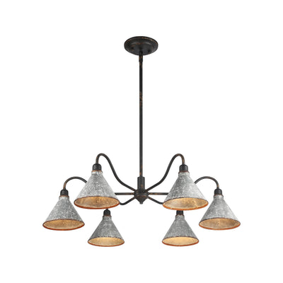 Jasper 6-light Chandelier in Antique Black Iron - - Golden Lighting