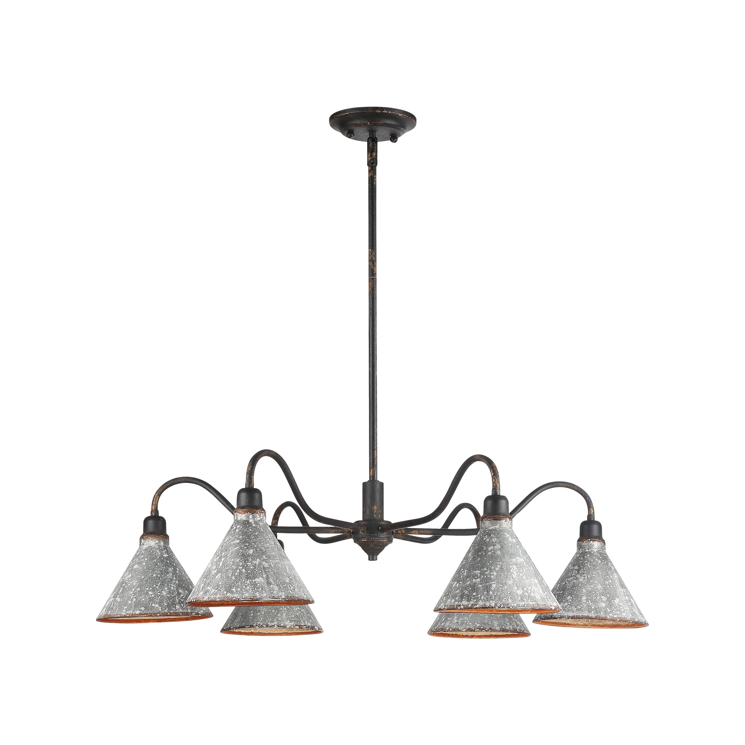 Jasper 6-light Chandelier in Antique Black Iron - - Golden Lighting