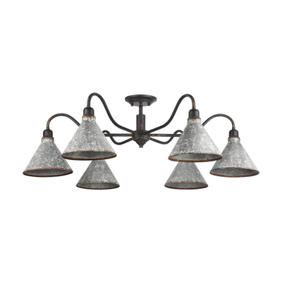 Jasper 6-light Semi-Flush Mount in Antique Black Iron - - Golden Lighting