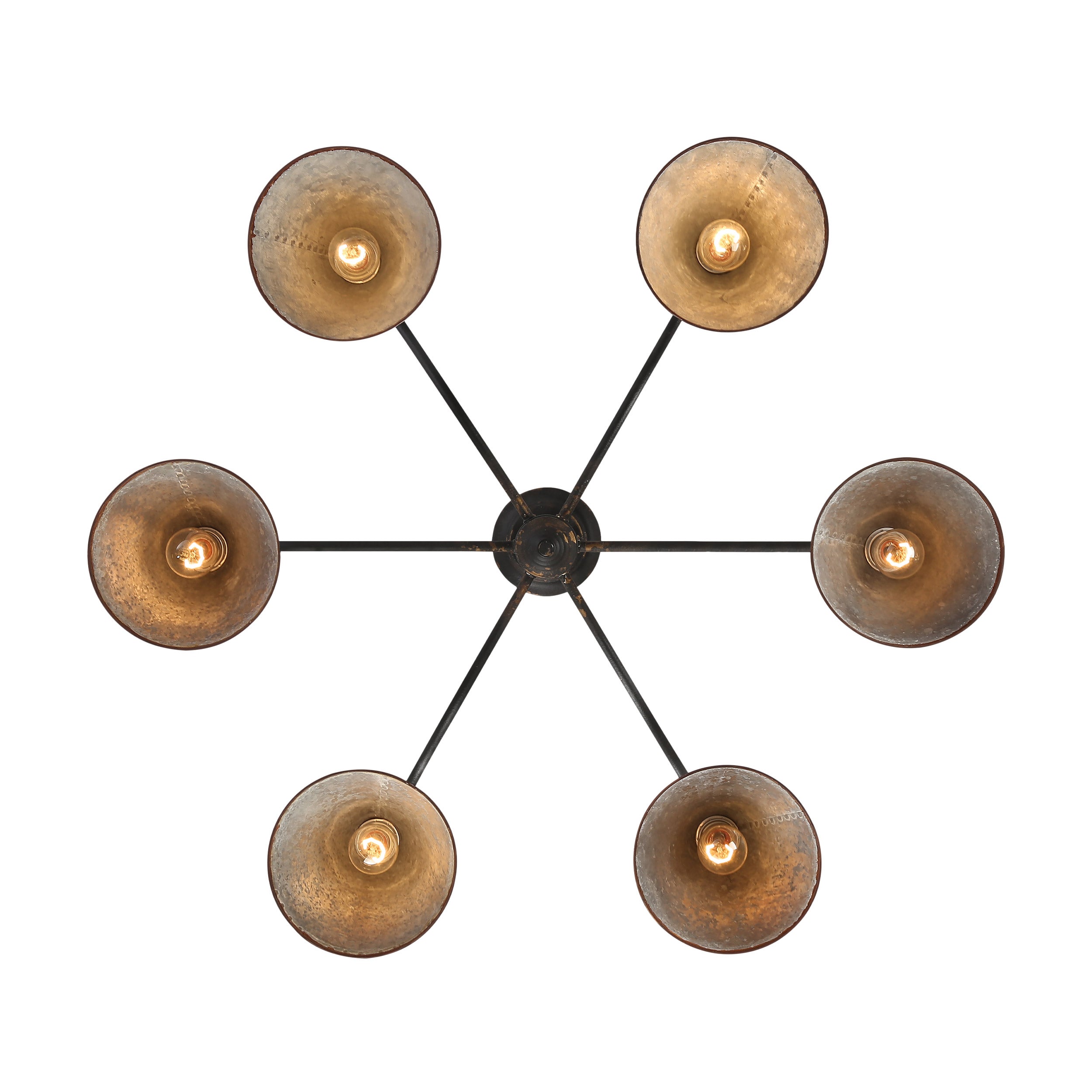 Jasper 6-light Semi-Flush Mount in Antique Black Iron - - Golden Lighting