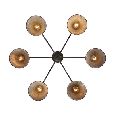 Jasper 6-light Semi-Flush Mount in Antique Black Iron - - Golden Lighting