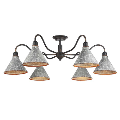 Jasper 6-light Semi-Flush Mount in Antique Black Iron - - Golden Lighting