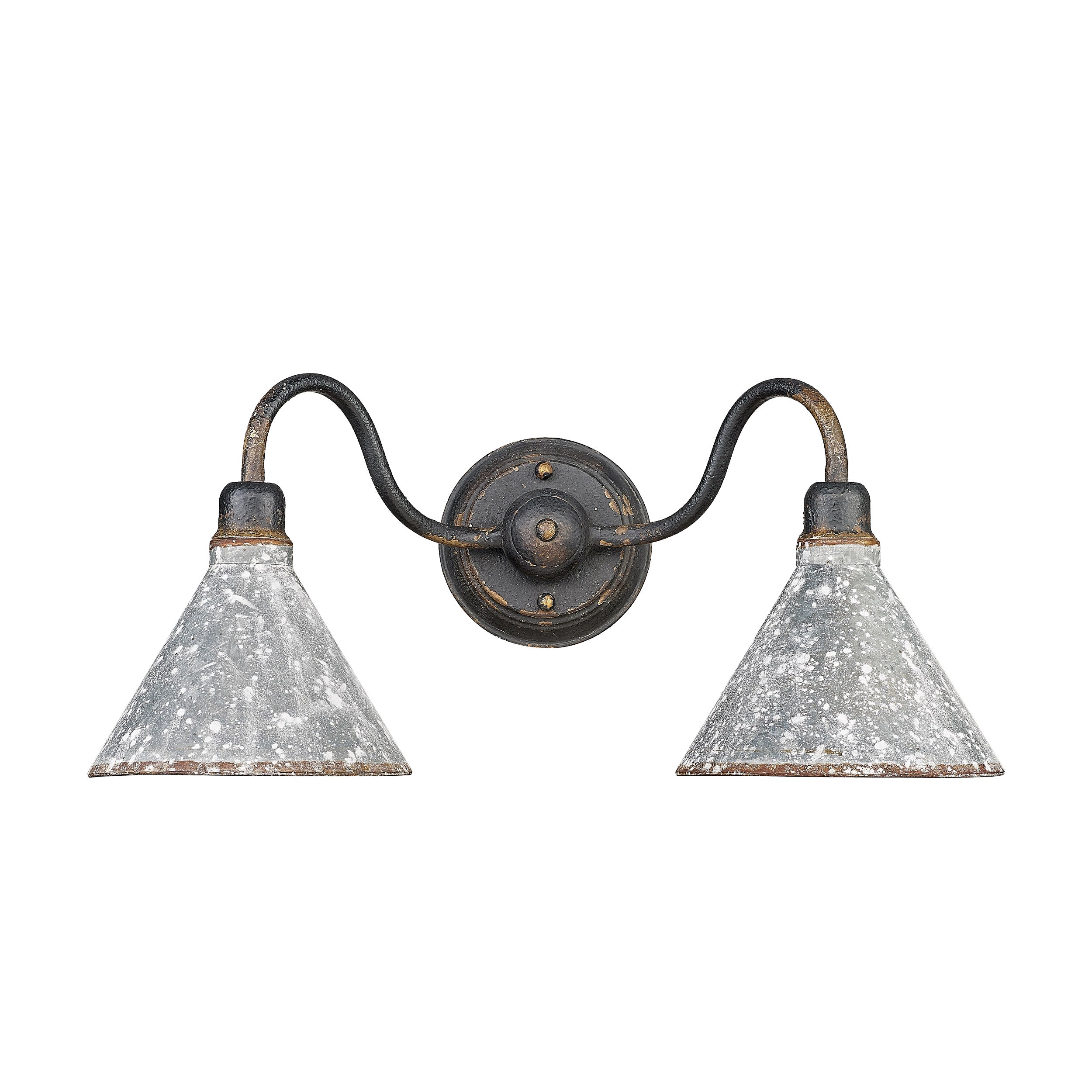 Jasper 2-light Vanity in Antique Black Iron - - Golden Lighting
