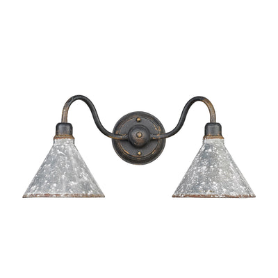Jasper 2-light Vanity in Antique Black Iron - - Golden Lighting