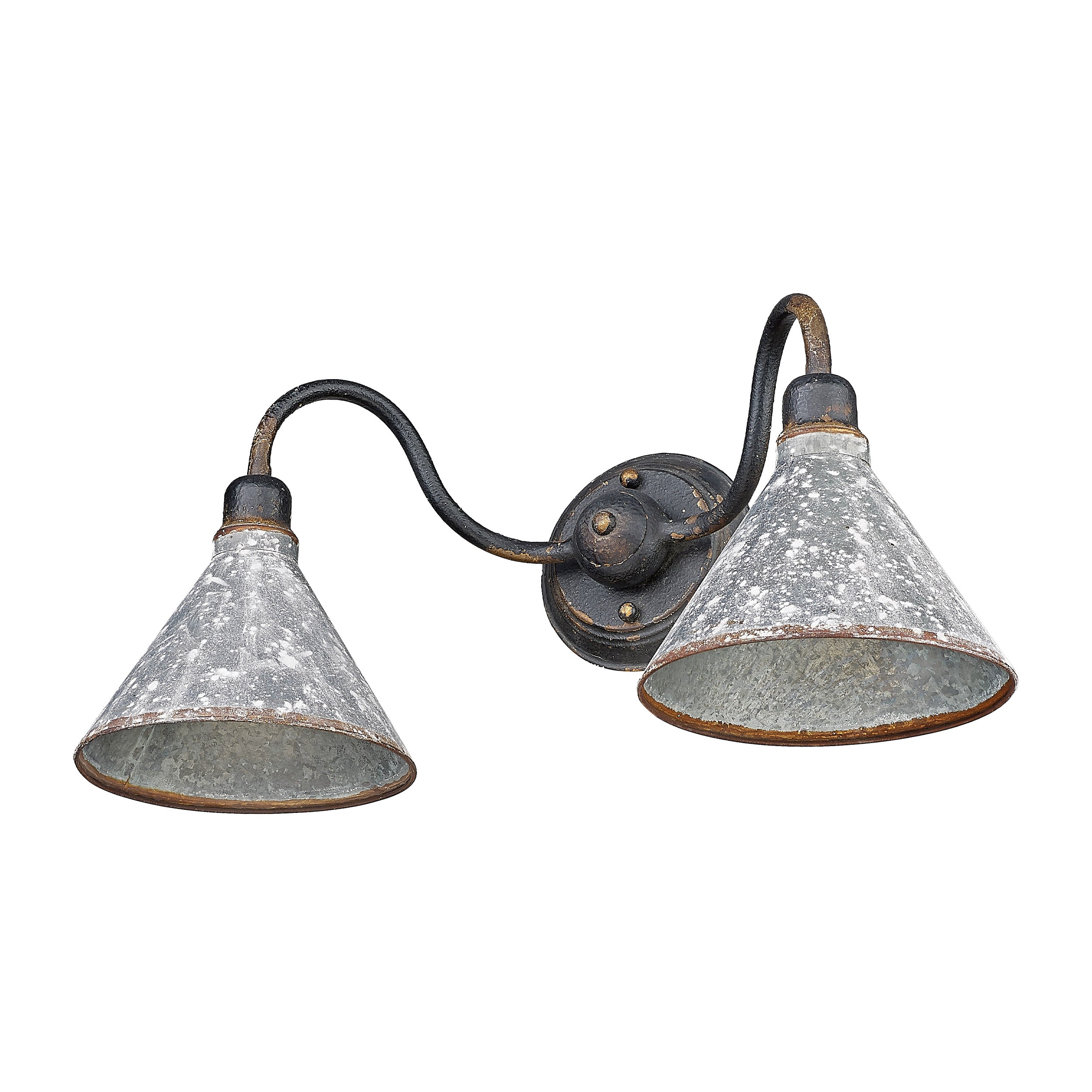 Jasper 2-light Vanity in Antique Black Iron - - Golden Lighting