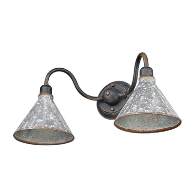 Jasper 2-light Vanity in Antique Black Iron - - Golden Lighting