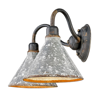 Jasper 2-light Vanity in Antique Black Iron - - Golden Lighting
