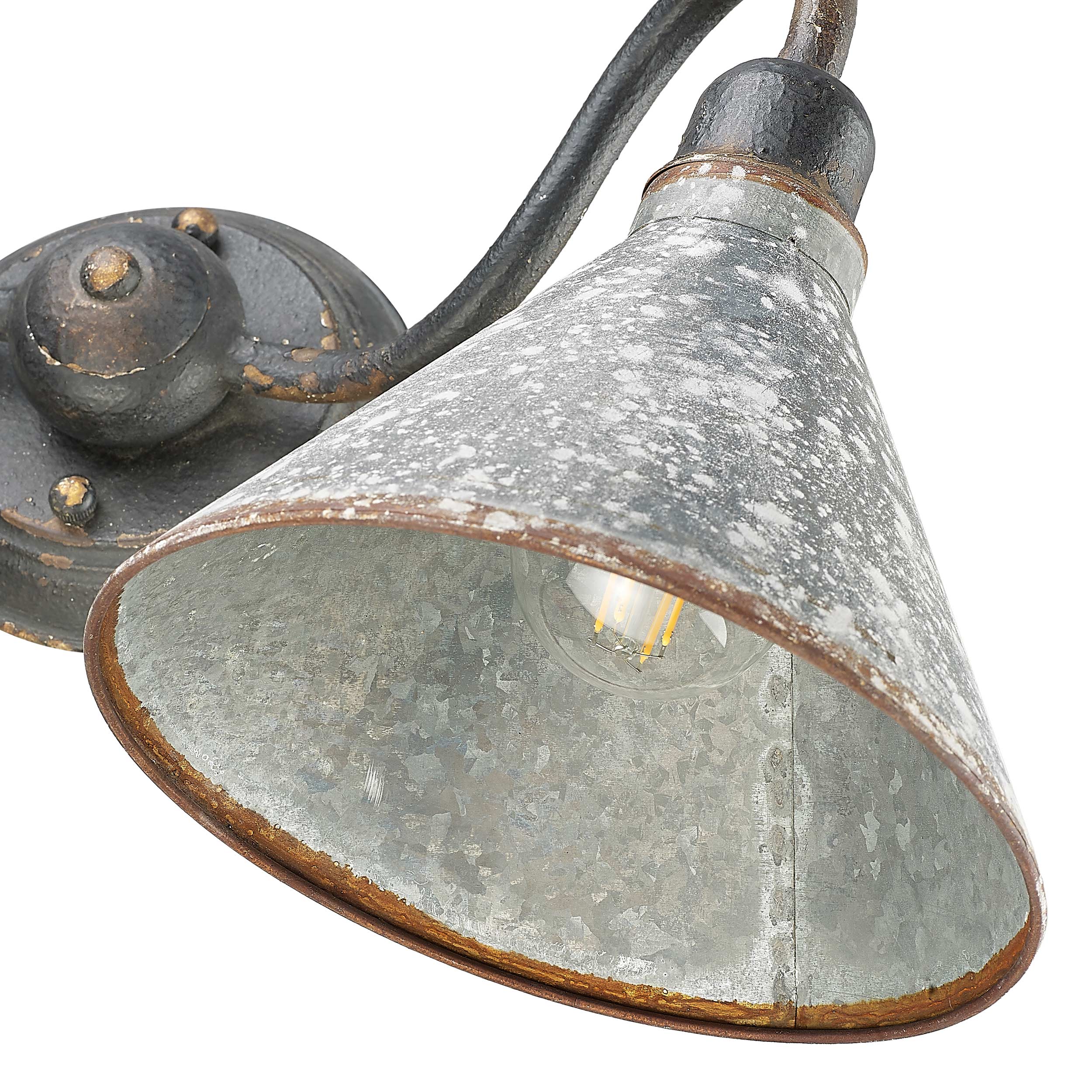 Jasper 2-light Vanity in Antique Black Iron - - Golden Lighting