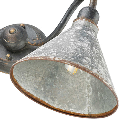 Jasper 2-light Vanity in Antique Black Iron - - Golden Lighting