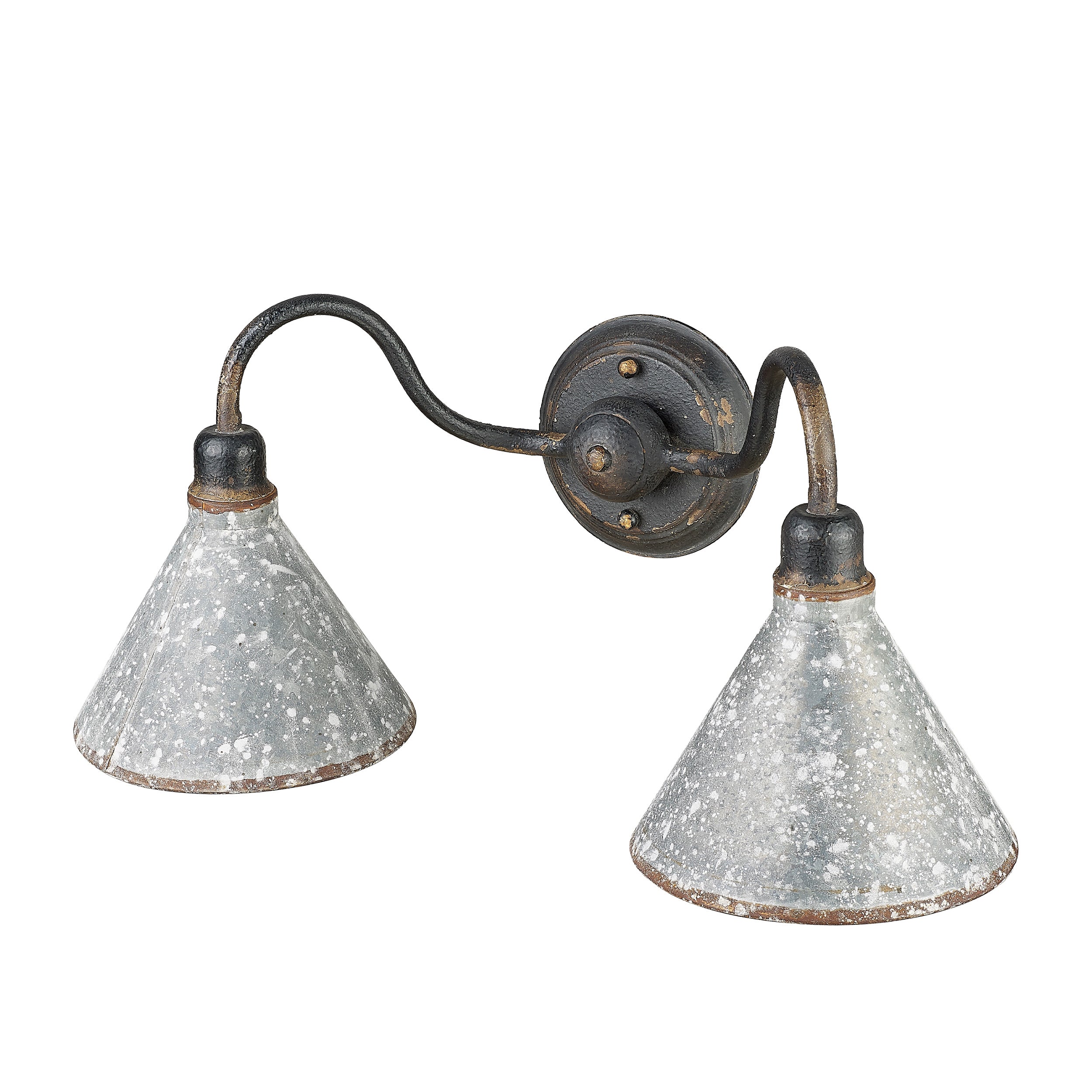 Jasper 2-light Vanity in Antique Black Iron - - Golden Lighting