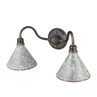 Jasper 2-light Vanity in Antique Black Iron - - Golden Lighting