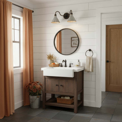 Jasper 2-light Vanity in Antique Black Iron - - Golden Lighting