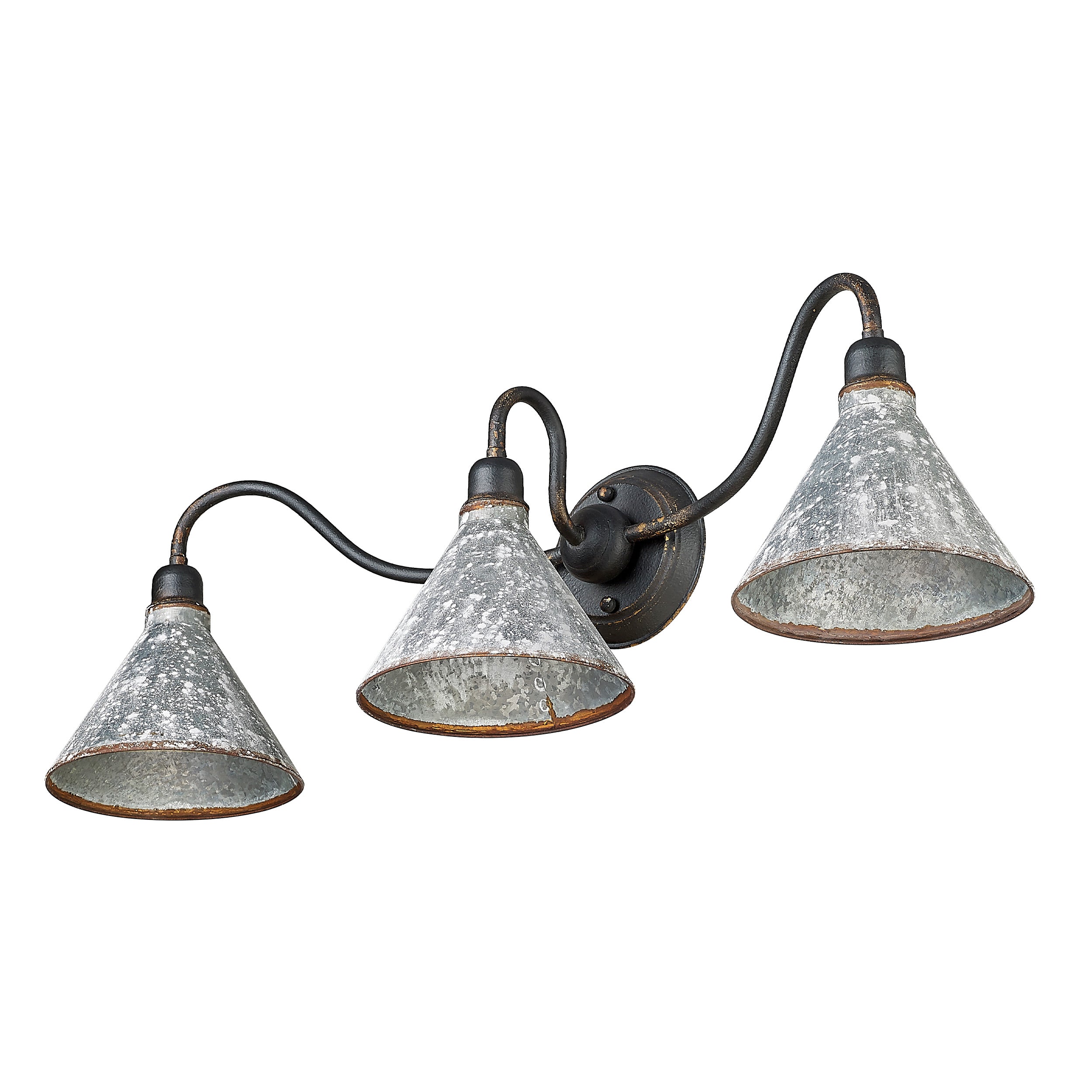 Jasper 3-light Vanity in Antique Black Iron - - Golden Lighting