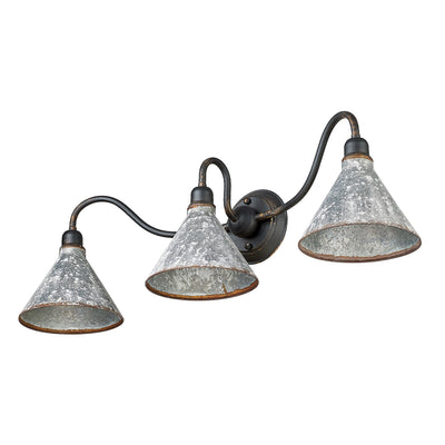 Jasper 3-light Vanity in Antique Black Iron - - Golden Lighting