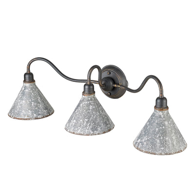 Jasper 3-light Vanity in Antique Black Iron - - Golden Lighting