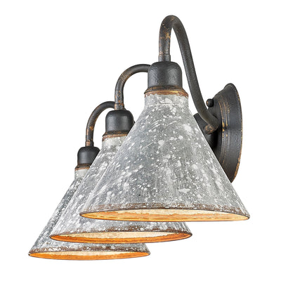 Jasper 3-light Vanity in Antique Black Iron - - Golden Lighting