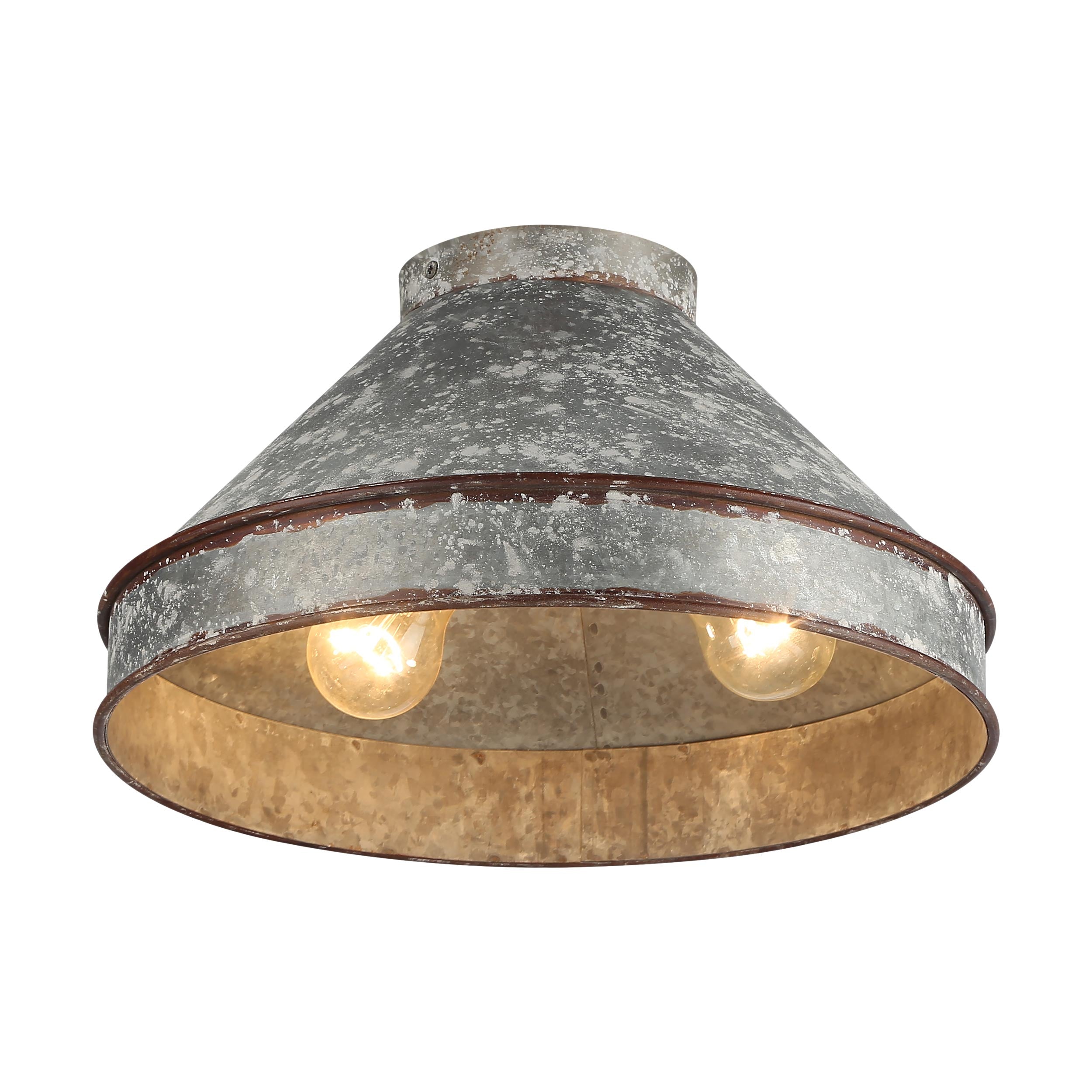 Jasper 3-light Flush Mount in Antique Black Iron - - Golden Lighting