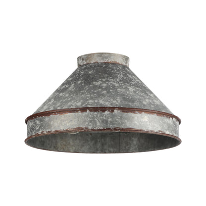 Jasper Flush Mount in Antique Black Iron with Galvanized Steel - - Golden Lighting