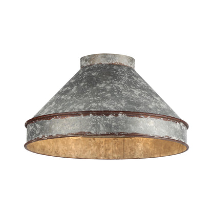 Jasper Flush Mount in Antique Black Iron with Galvanized Steel - Antique Black Iron / Galvanized Steel / Gray - Golden Lighting