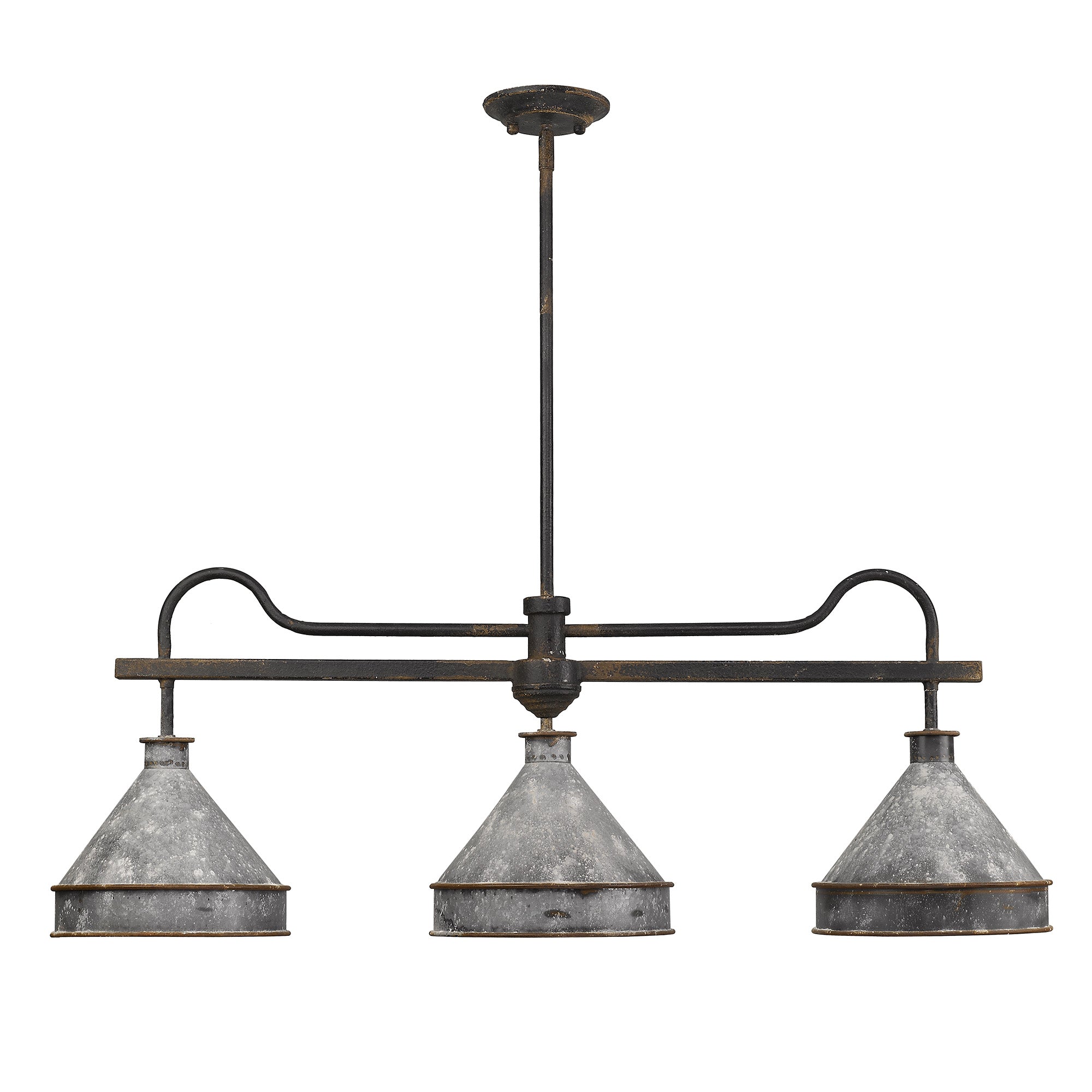 Jasper 3-light Island Light in Antique Black Iron - - Golden Lighting
