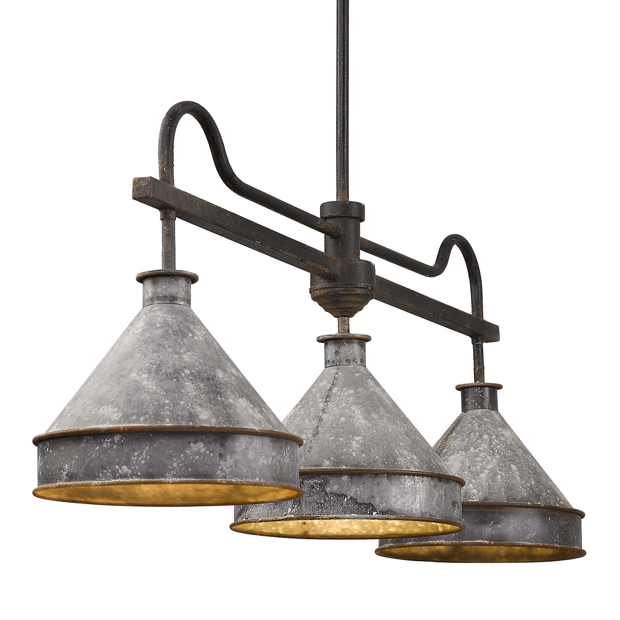 Jasper 3-light Island Light in Antique Black Iron - - Golden Lighting